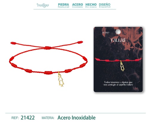 [21422] Pulsera de 7 nudos con Fallero en acero dorado - Joyería y accesorios