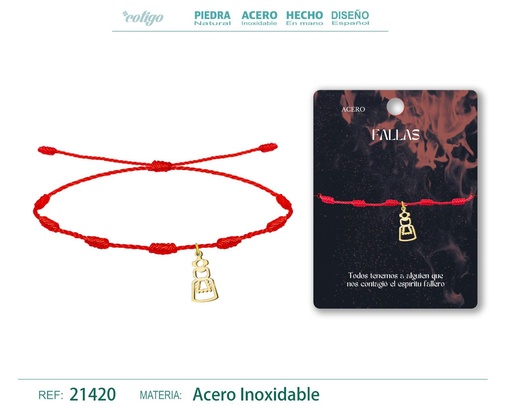 [21420] Pulsera de 7 nudos con Fallera en acero dorado - Joyería y accesorios