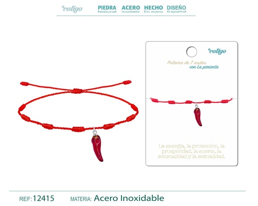 [12415] Pulsera de 7 nudos con pimienta - Joyería y accesorios