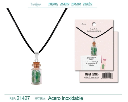 [21427] Colgante Bote de deseo con Aventurina Verde - Joyería y amuletos