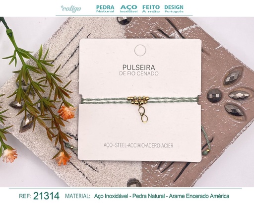 [21314] Pulsera de hilo encerado con colgante Infinito en acero dorado - Joyería y amuletos