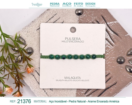 [21377] Pulsera de hilo encerado con Malaquita - Joyería y amuletos