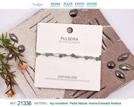 [21336] Pulsera de hilo encerado con Aventurina Verde - Joyería y amuletos