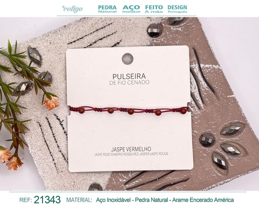 [21343] Pulsera de hilo encerado con Jaspe rojo - Joyería y amuletos