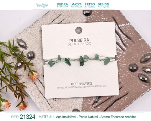 [21324] Pulsera de hilo encerado con Aventurina Verde - Joyería y amuletos