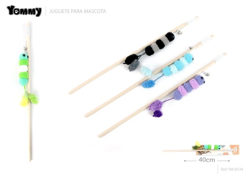 [YM8334] Juguete de varita con oruga para gatos 40 cm - Juguetes de interacción para mascotas