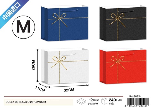 [20819] Bolsa de regalo mediana con técnica de estampado dorado (26x32x10 cm) - Regalos y envoltorios
