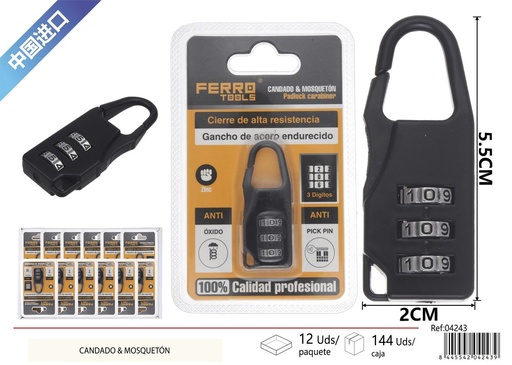 [04243] Candado de combinación de 3 dígitos - Accesorios de ferretería