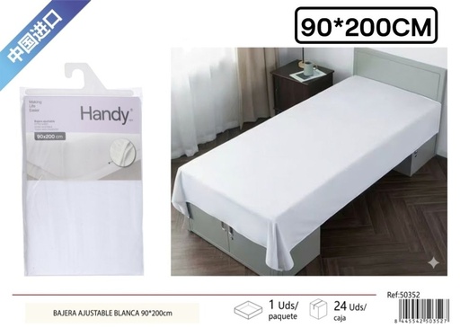 [50352] Funda de colchón blanca ajustable 90 x 200 cm - Textiles para el hogar y ropa de cama