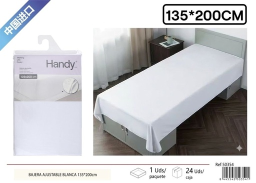 [50354] Funda de colchón blanca ajustable 135 x 200 cm - Textiles para el hogar y ropa de cama