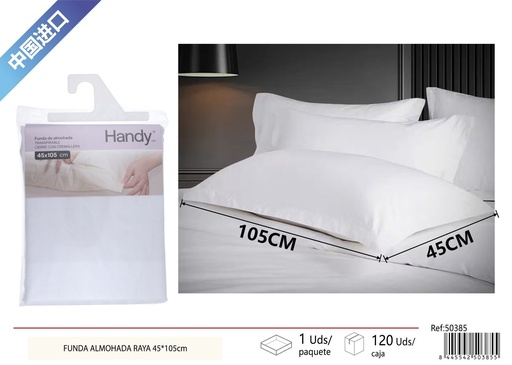 [50385] Funda de almohada blanca a rayas 45 x 105 cm - Textiles para el hogar y ropa de cama