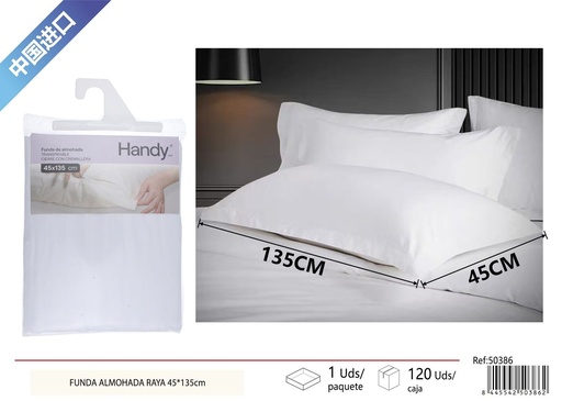 [50386] Funda de almohada blanca a rayas 45 x 135 cm - Textiles para el hogar y ropa de cama