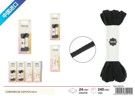 [230010] Cordones de zapato negro y blanco de 60 cm - Accesorios de costura