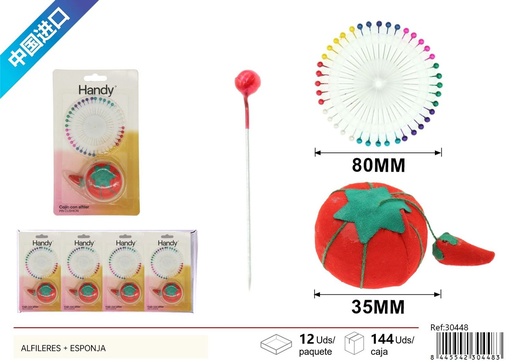 [230448] Alfileres con esponja roja - Accesorios de costura y manualidades