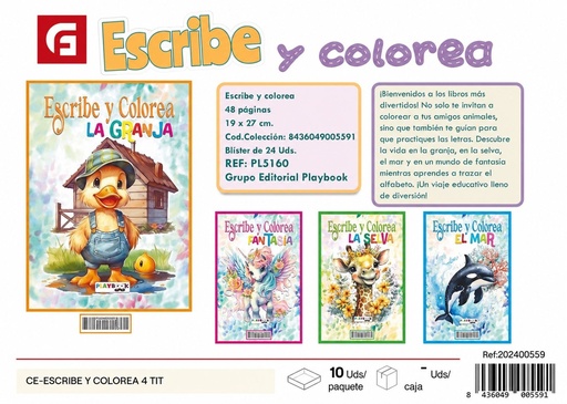 [202400559] Libro CE para escribir y colorear 4 títulos - Material escolar