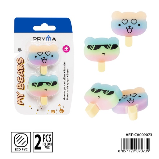 [0236984] Goma de borrar oso 2PZ - Accesorios de papelería