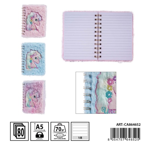 [0238394] Libreta peluche espiral A6 70FF 10.5X14.8 - Papelería