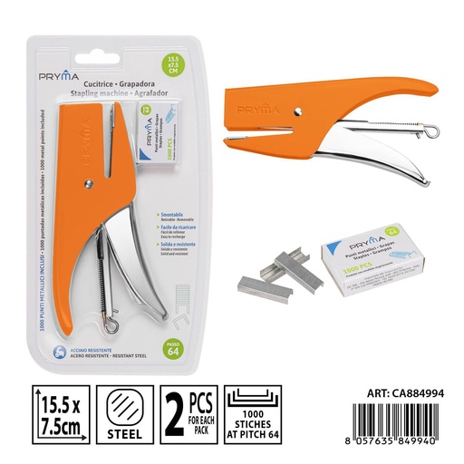 [0236659] Grampadora metálica + grampas 64, 1000grapas/box - Materiales de oficina