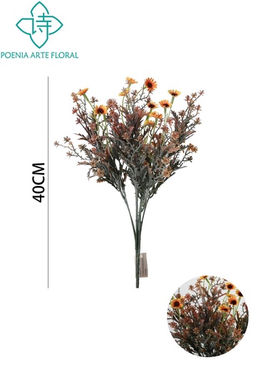 [630994-橘] Ramo de flores artificiales - Bouquet de margaritas retro