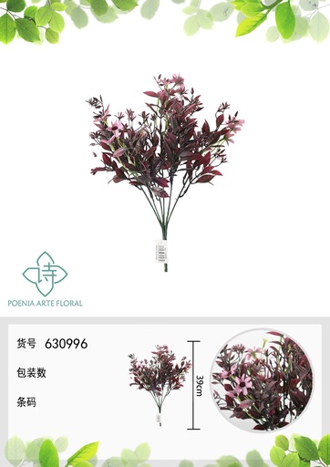 [630996ROSA] Ramo de flores artificiales - Bouquet de pasto teñido retro 39 cm