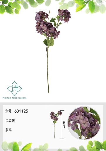 [631125MORADO] Ramo de flores artificiales - Hortensia de 5 cabezas púrpura 80 cm