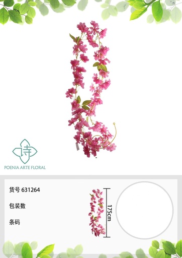 [631264] Ramo de flores artificiales - Vínculo de flores en rosa 175 cm