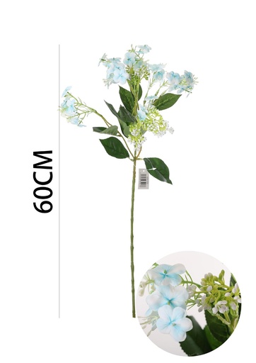 [631123-蓝] Ramo de flores artificiales - Hortensia de 1 cabeza en 60 cm