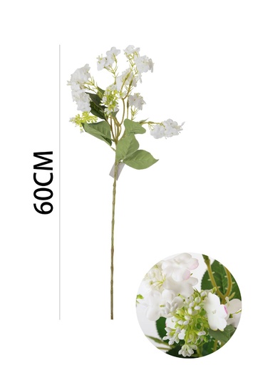 [631123-白] Ramo de flores artificiales - Hortensia de 1 cabeza en 60 cm