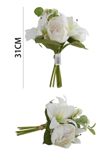 [631120BLANCO] Ramo de flores artificiales - Ramo de peonía en mano