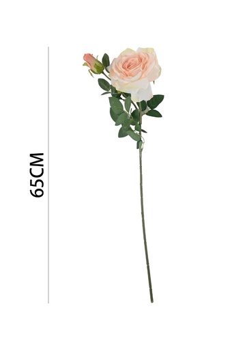 [631118CHAMPAGNE] Ramo de flores artificiales - Rosa de borde grande en 65 cm