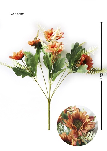 [6103032-1橙色] Ramo de girasoles pequeños de 7 cabezas en otoño - Ramo decorativo