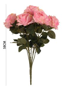 [631160粉色] Ramo de rosas BUSH con 22" y 7 cabezas - Ramo decorativo