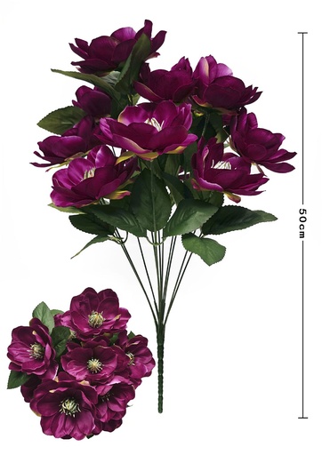 [630154-4粉色] Ramo de 11 cabezas de magnolias clásicas - Ramo decorativo