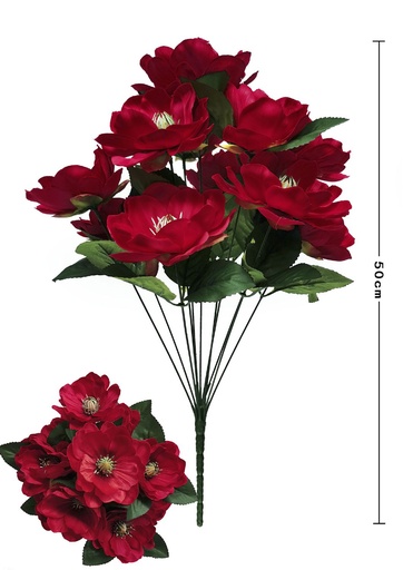 [630154-5红色] Ramo de 11 cabezas de magnolias clásicas - Ramo decorativo