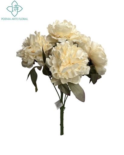 [630159-1奶白] Ramo de magnolias grandes clásicas de 6 cabezas - Ramo decorativo