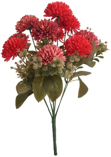 [630960红色] Ramo de 10 cabezas de flores de bola de 40 cm - Ramo decorativo