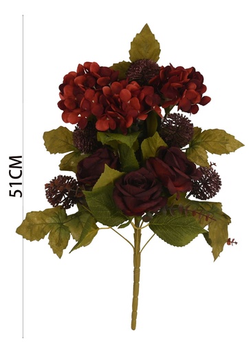 [630947暗红色] Ramo de flores en forma de abanico de 11 ramas - Ramo decorativo