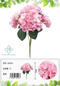 [630316浅粉] Ramo de 5 hortensias en tono rosa pálido - Bouquet decorativo