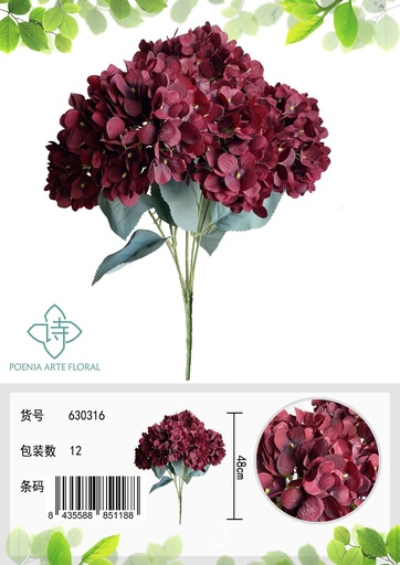 [630316黑红] Ramo de flor de peonía de 5 cabezas - Decoración floral
