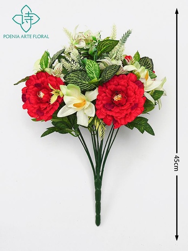 [630252-红白8435588850518] Ramo de lavanda y peonías rojas 17 cabezas - Decoración floral