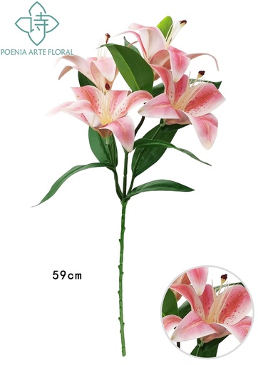 [630485深粉] Ramo de lirios artificiales 4 piezas color rosa profundo - Decoración floral