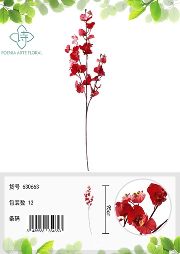 [630663-红色] Ramo de saltamontes de 4 dedos - Decoración floral