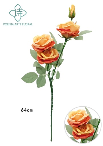 [630390橘色] Ramo de rosas de amor de 4 cabezas - Decoración floral