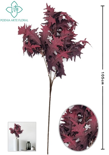 [630320酒红] Ramo decorativo de hoja coral color burdeos - Varas decorativas