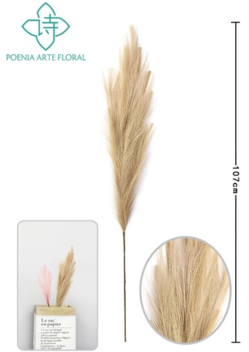 [630379-褐色色] Rama de caña artificial alta de 107 cm - Decoración floral para hogar