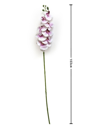 [630753白紫心] Rama de orquídea artificial con 8 cabezas - Decoración floral para hogar