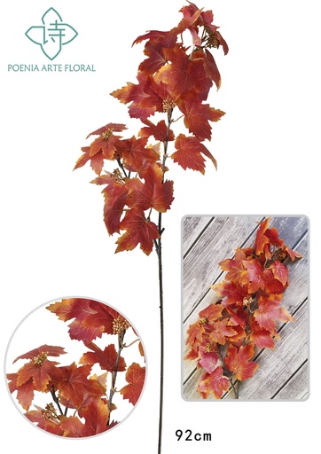 [630323枫叶红] Ramo decorativo de hojas de uva y arce rojas - Varas decorativas