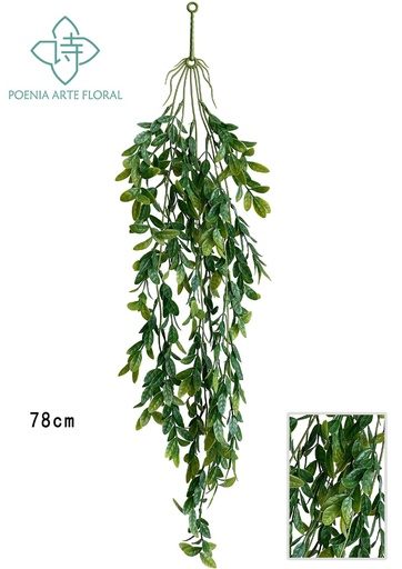 [630701-双绿] Rama de hoja pequeña con 5 cabezas encoladas - decoración de pared enredadera