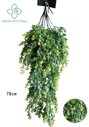 [630660-黄色] Rama de 2 piezas de flores pequeñas para colgar - decoración de pared enredadera