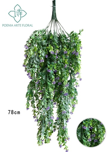 [630660-紫色] Rama de 2 piezas de flores pequeñas para colgar - decoración de pared enredadera